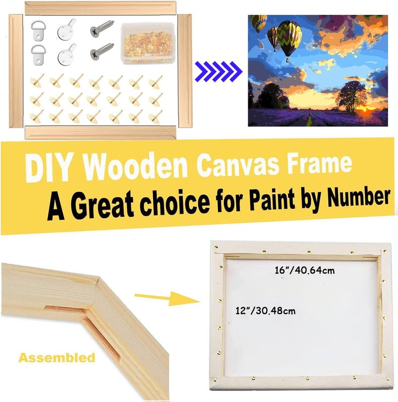 Yeeyeah 2 Pack 12"x 16" DIY Wood Canvas Stretcher Bars, Canvas Frames Kit-Easy to Assemble,Wooden Frames Kit for Oil Painting,Canvas Painting，Embroidery Stitch and Needlepoint Arts Supplies (12 * 16) - Image 2